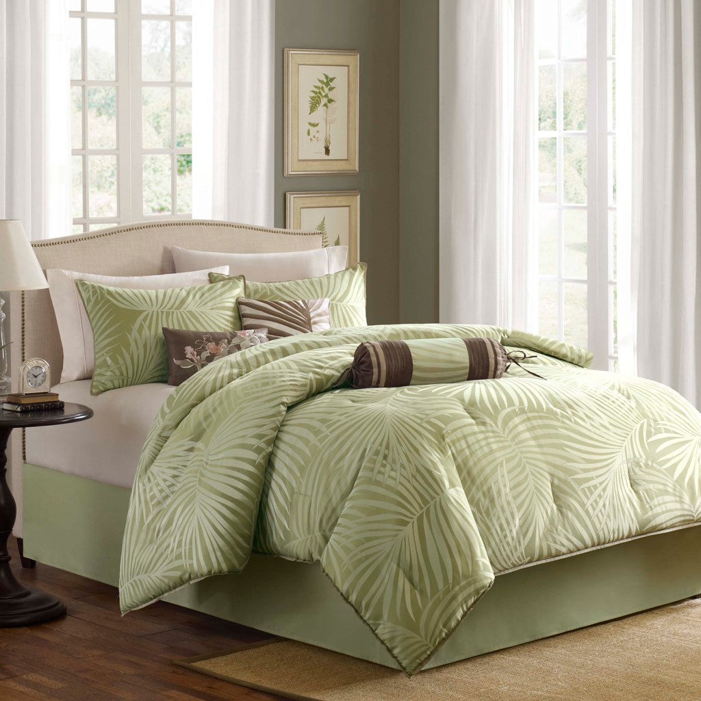 Madison Park Freeport 7 Piece Comforter Set - Green - Cal King Size