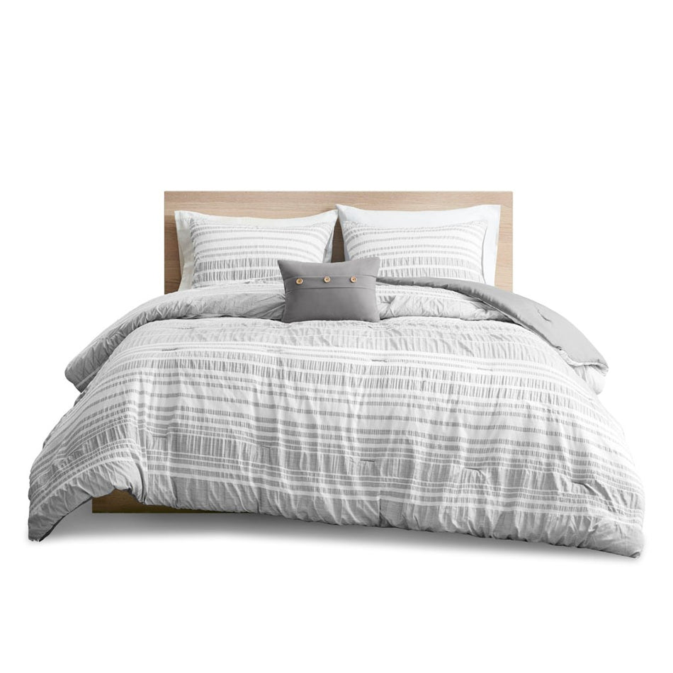 Lumi Striped Comforter Set - Grey - Full Size / Queen Size