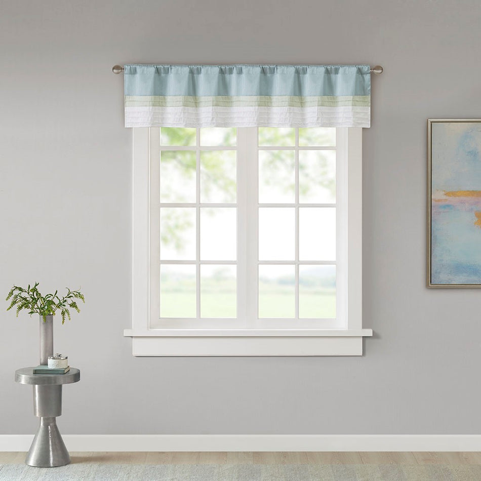 Madison Park Amherst Polyoni Pintuck Window Valance - Green - 50x18"