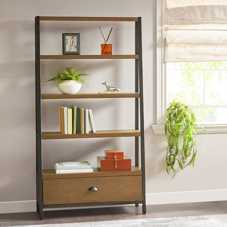 Madison Park Seymore Bookcase - Brown / Bronze 