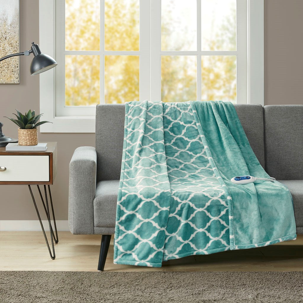 Beautyrest Heated Ogee Throw - Aqua - 60x70"