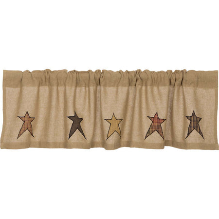 Mayflower Market Stratton Burlap Applique Star Valance 16x60 By VHC Brands