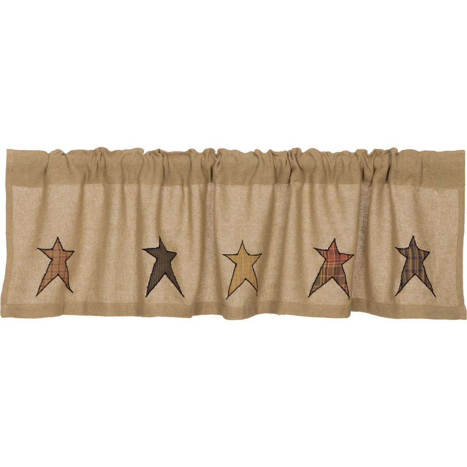 Mayflower Market Stratton Burlap Applique Star Valance 16x60 By VHC Brands