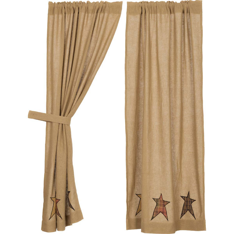 Mayflower Market Stratton Burlap Applique Star Short Panel Set of 2 63x36 By VHC Brands