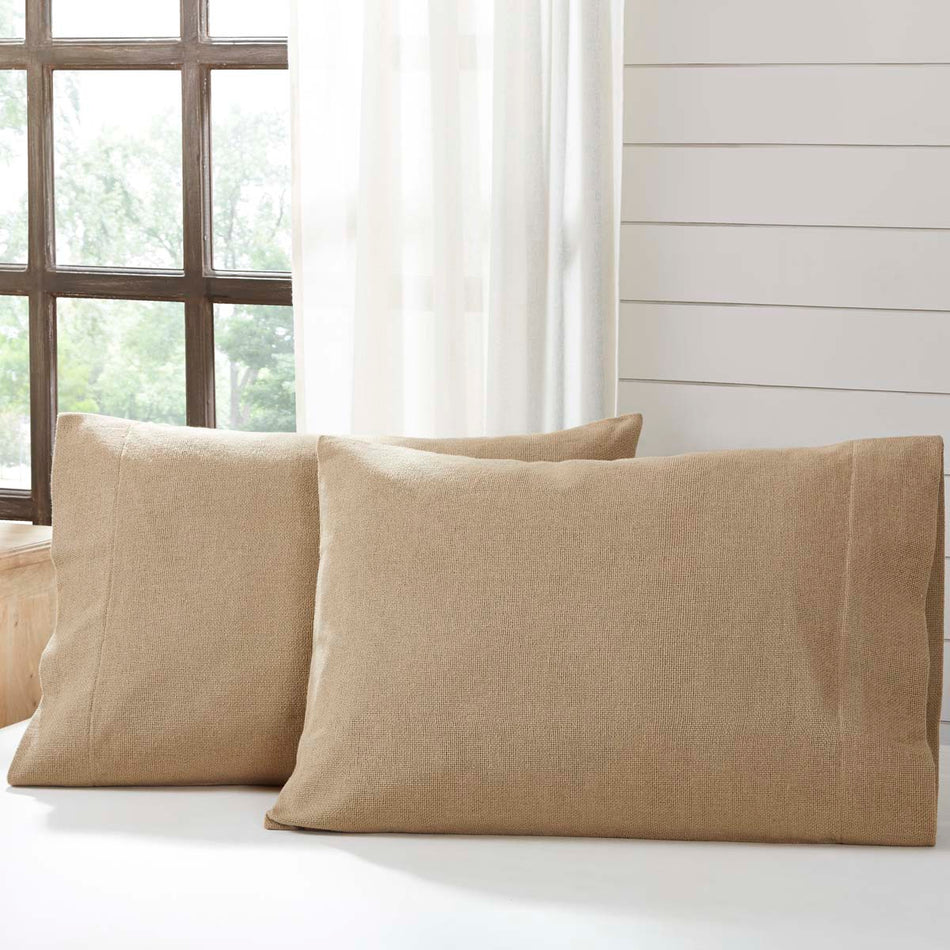 Burlap Natural Standard Pillow Case Set of 2 21x30