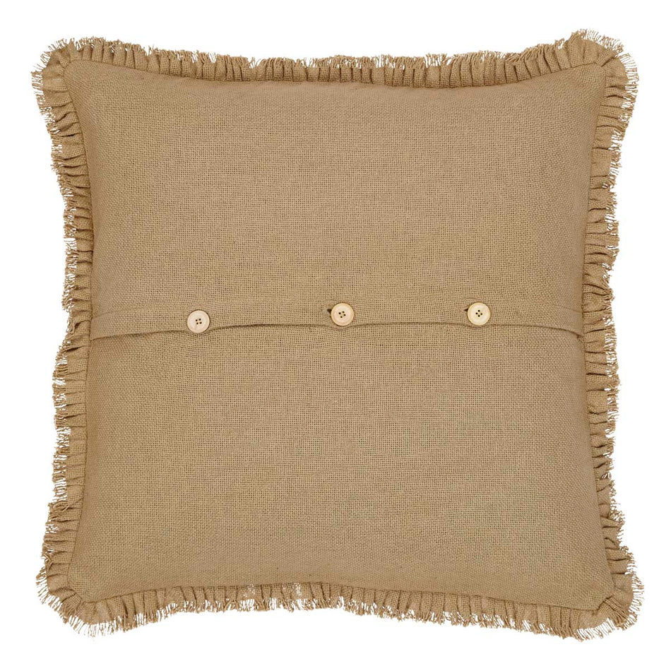 April & Olive Burlap Natural Fabric Euro Sham w/ Fringed Ruffle 26x26 By VHC Brands