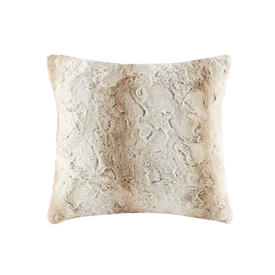 Madison Park Zuri Faux Fur Square Pillow - Sand - 20x20"