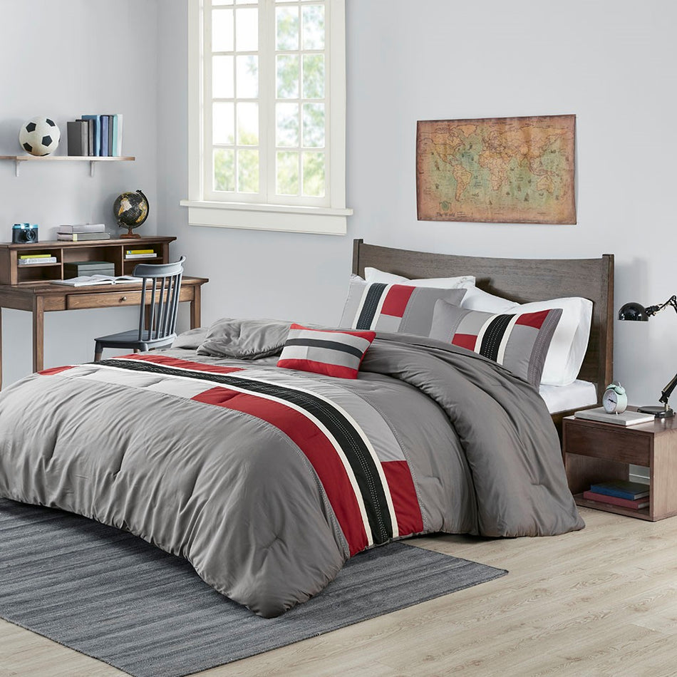 Mi Zone Pipeline Comforter Set - Red - Full Size / Queen Size