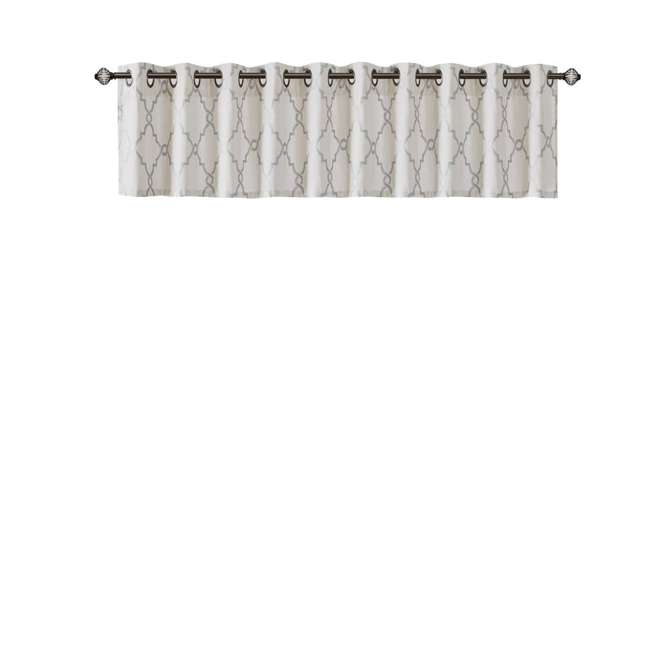 Saratoga Fretwork Print Grommet Top Window Valance - Ivory - 50x18"