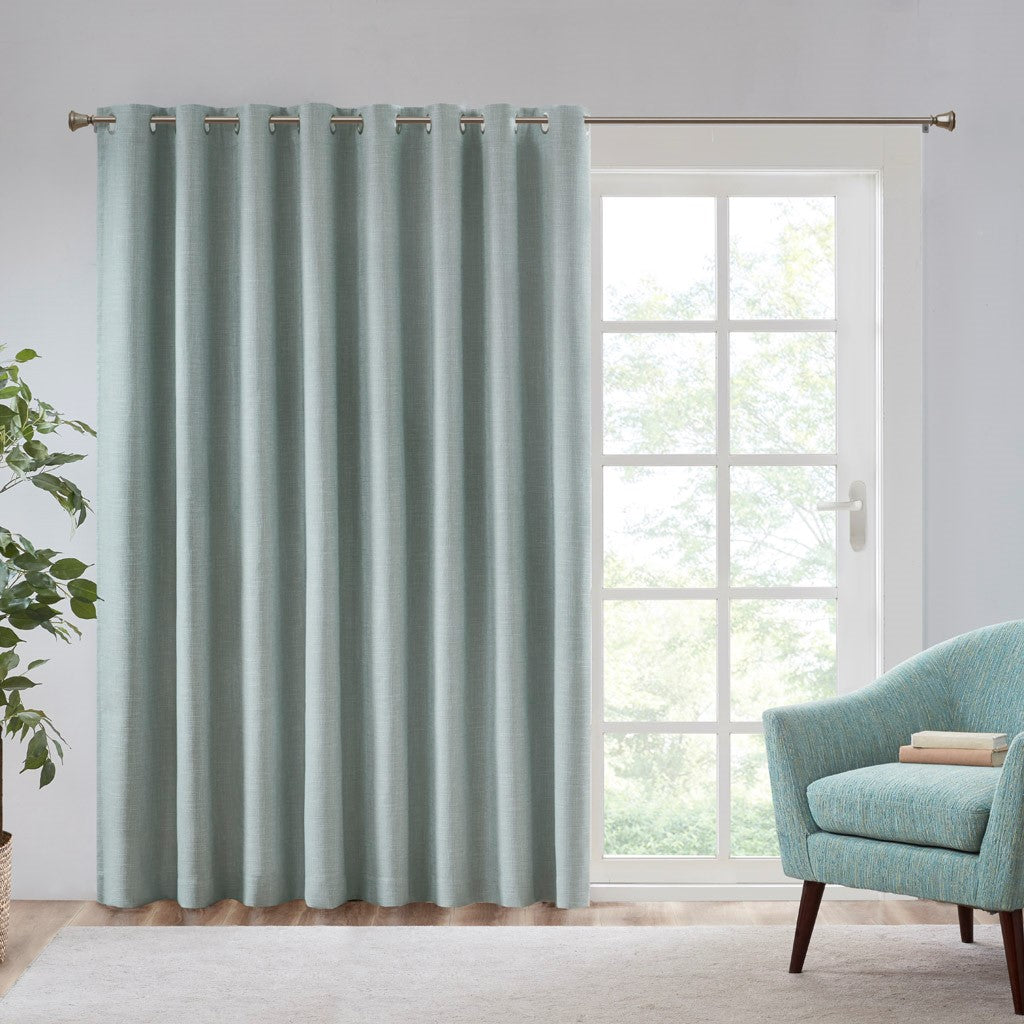 SunSmart Maya Printed Heathered Total Blackout Window Patio Panel - Dusty Seafoam - 100x84"