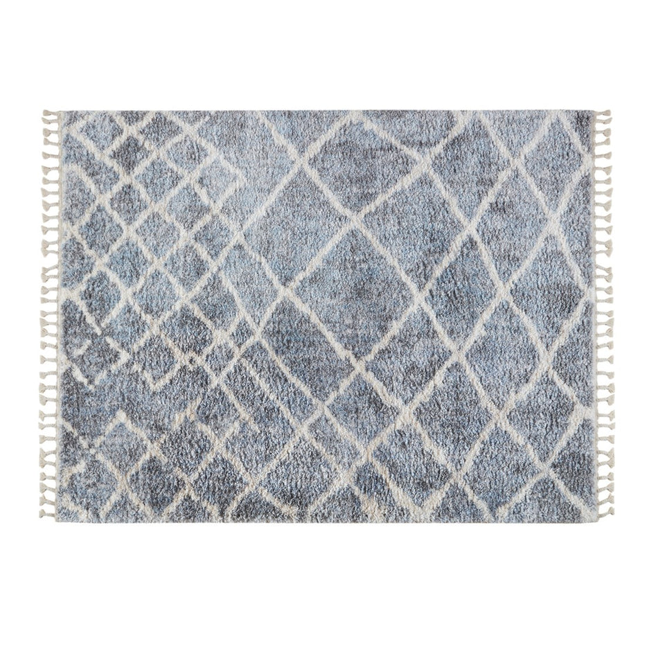 Bolton Vigo Moroccan Shag 5x7 Gray/Cream Area Rug - Gray / Cream - 5x7'