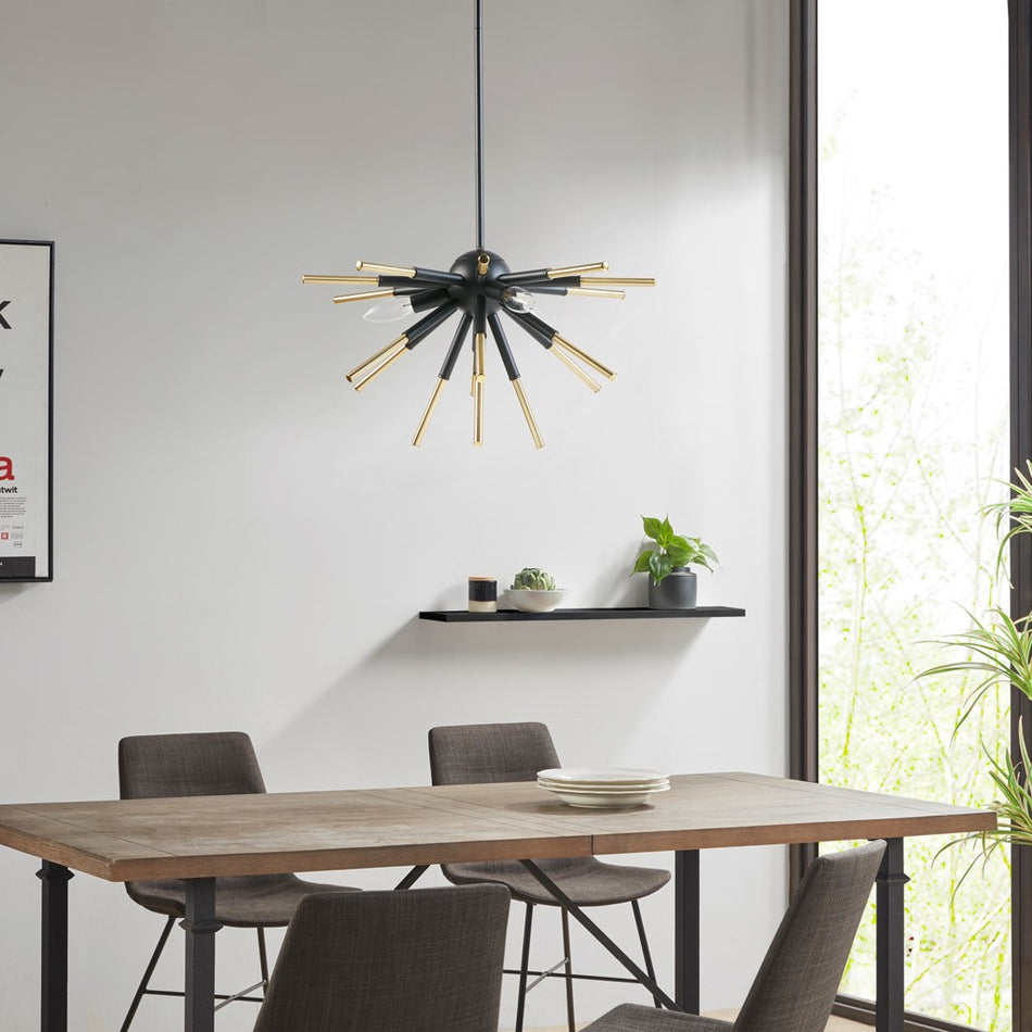 INK+IVY Ely 3-Light Spiked Chandelier - Matte Black / Gold 