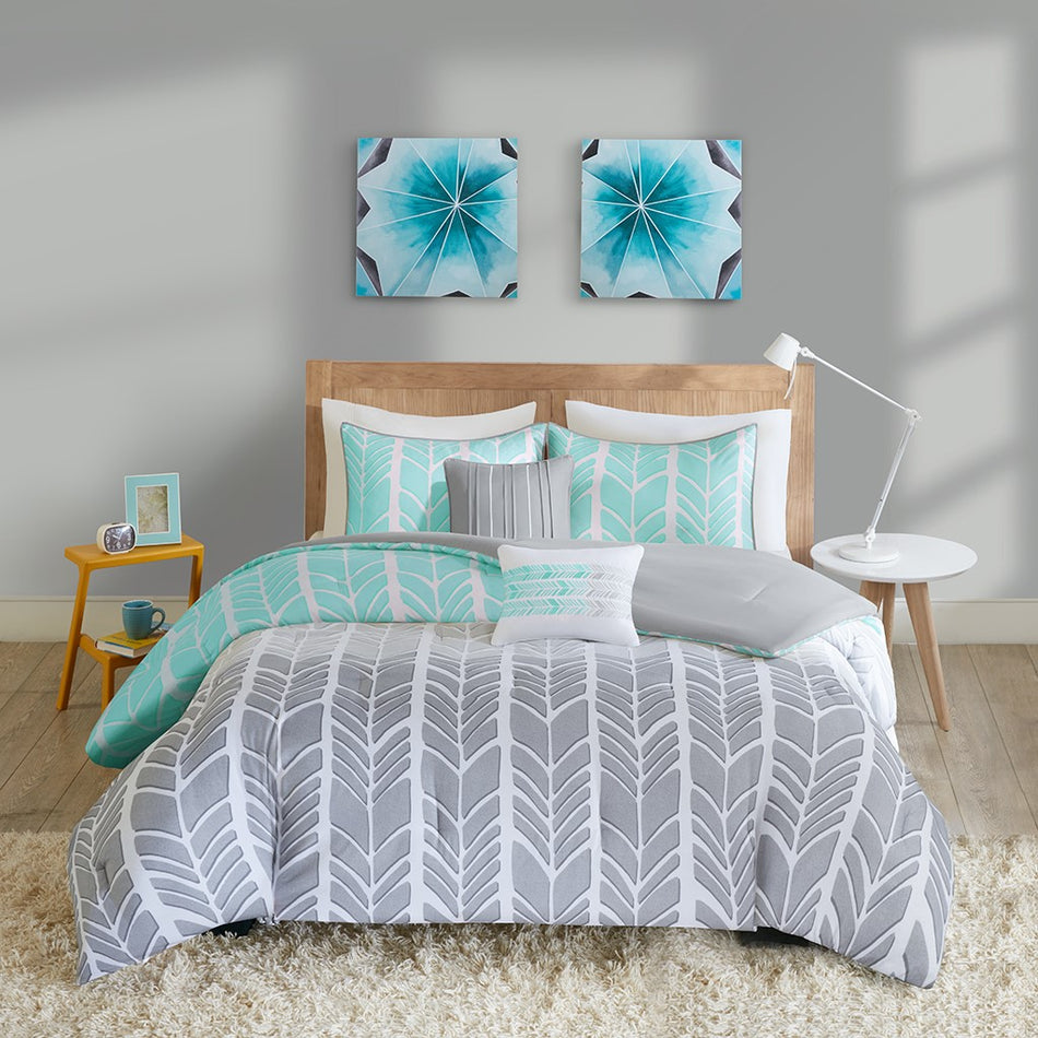 Adel Comforter Set - Aqua - Twin Size / Twin XL Size