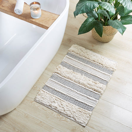 INK+IVY Asher Woven Texture Stripe Bath Rug - Grey - 20x32"