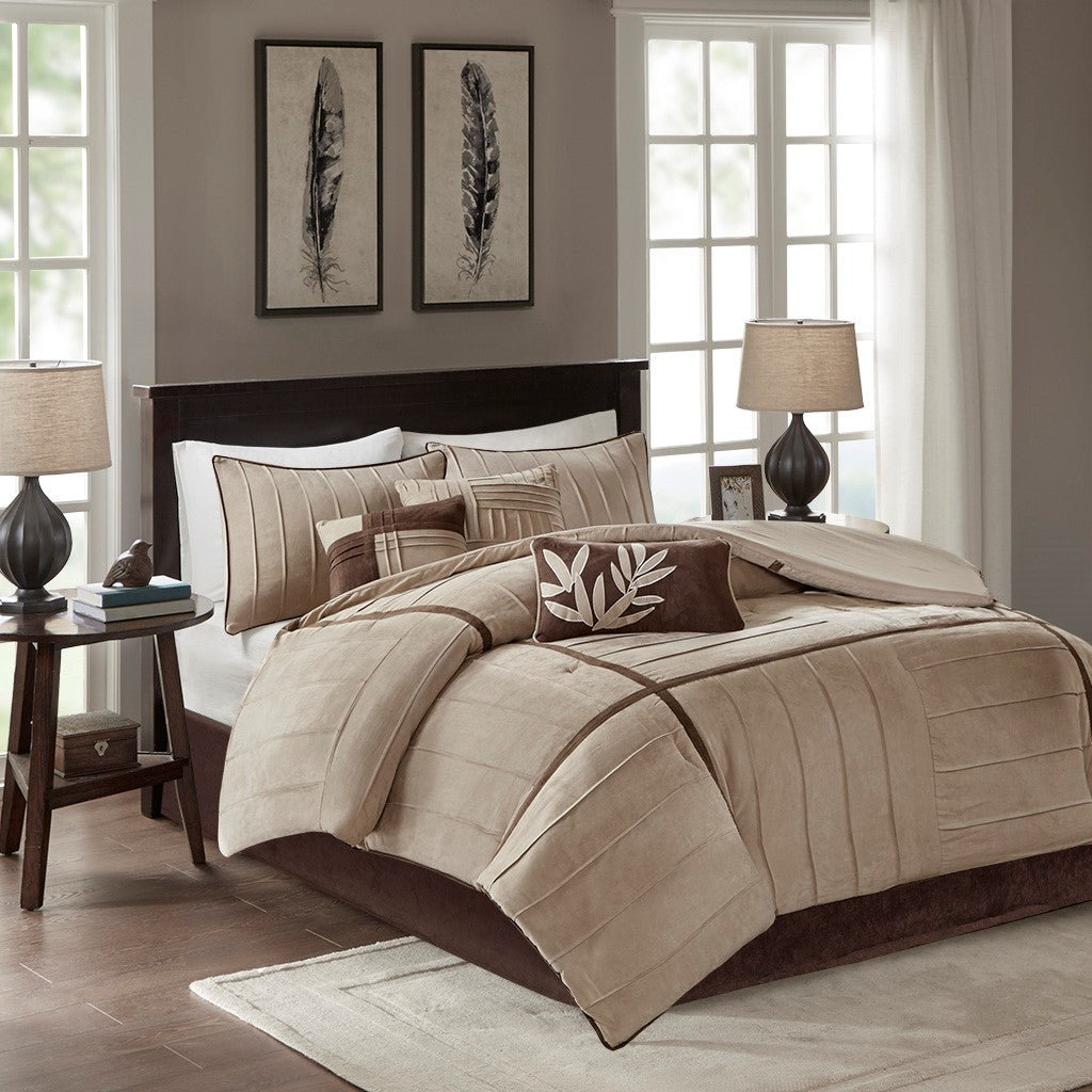 Madison Park Dune 7 Piece Comforter Set - Beige - King Size