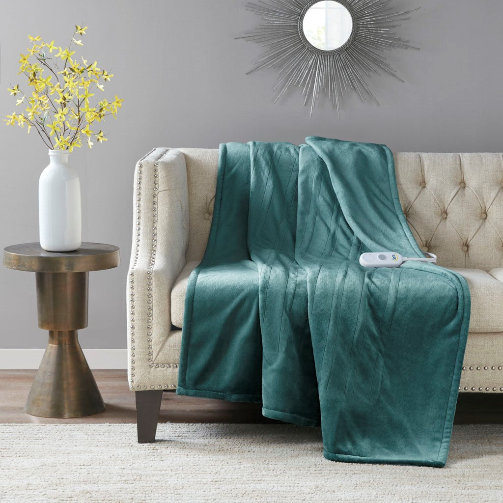 Serta Plush Heated Throw - Teal - 50x60"