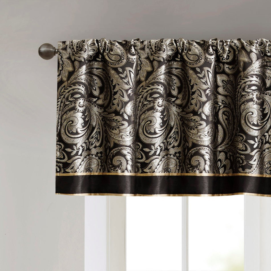 Aubrey Jacquard Window Valance - Black - 50x18"