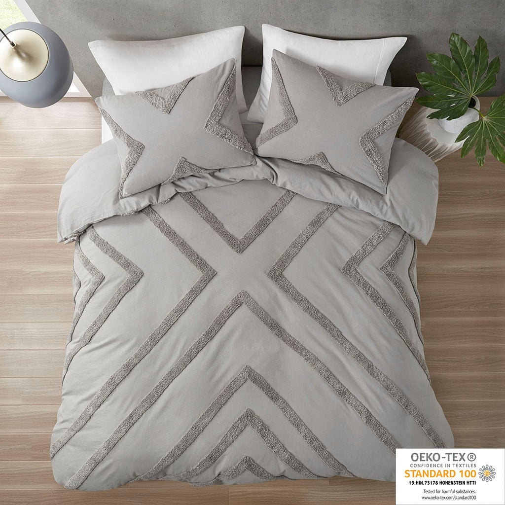 Urban Habitat Beck Cotton Chenille Comforter Set - Grey - King Size / Cal King Size