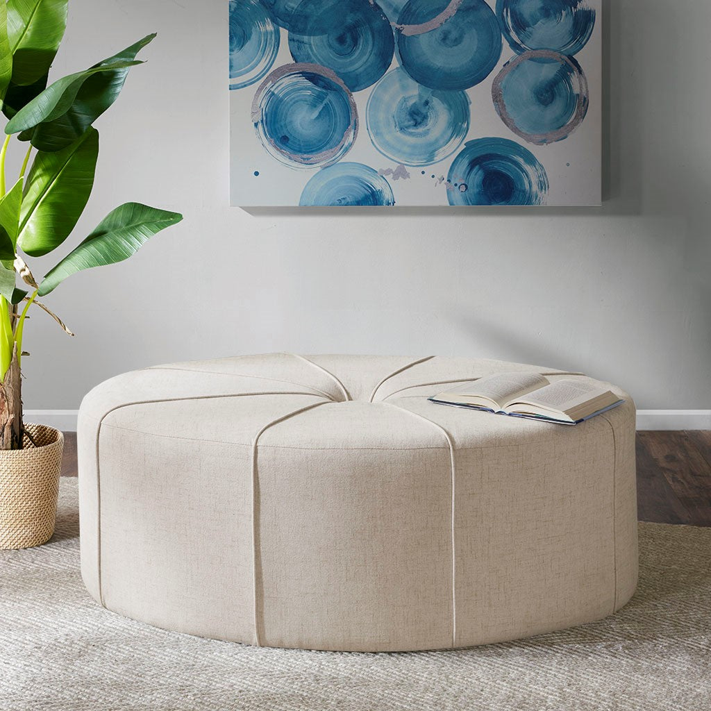 Madison Park Ferris Oval Ottoman - Cream 