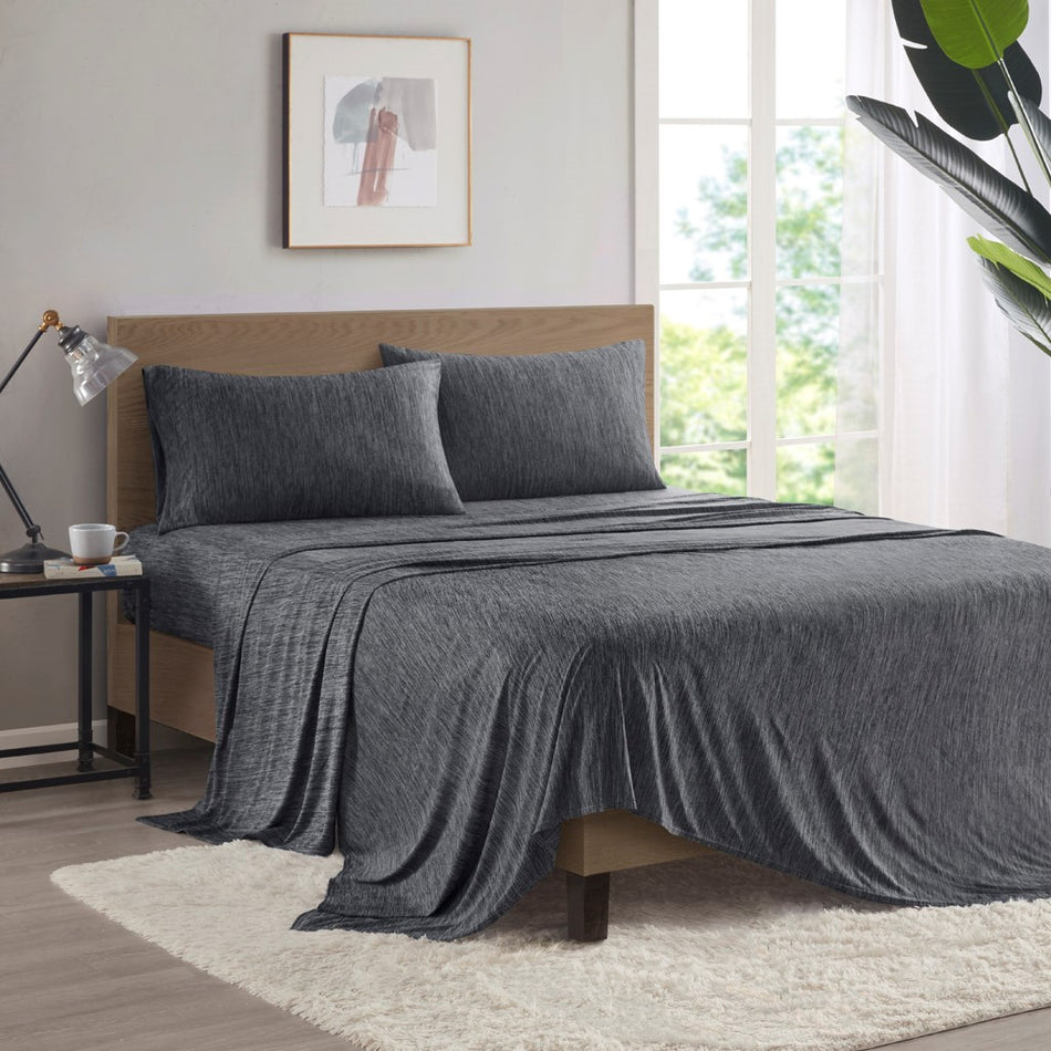 Urban Habitat Comfort Cool Jersey Knit Nylon Blend Sheet Set - Black  - King Size Shop Online & Save - expresshomedirectr.com