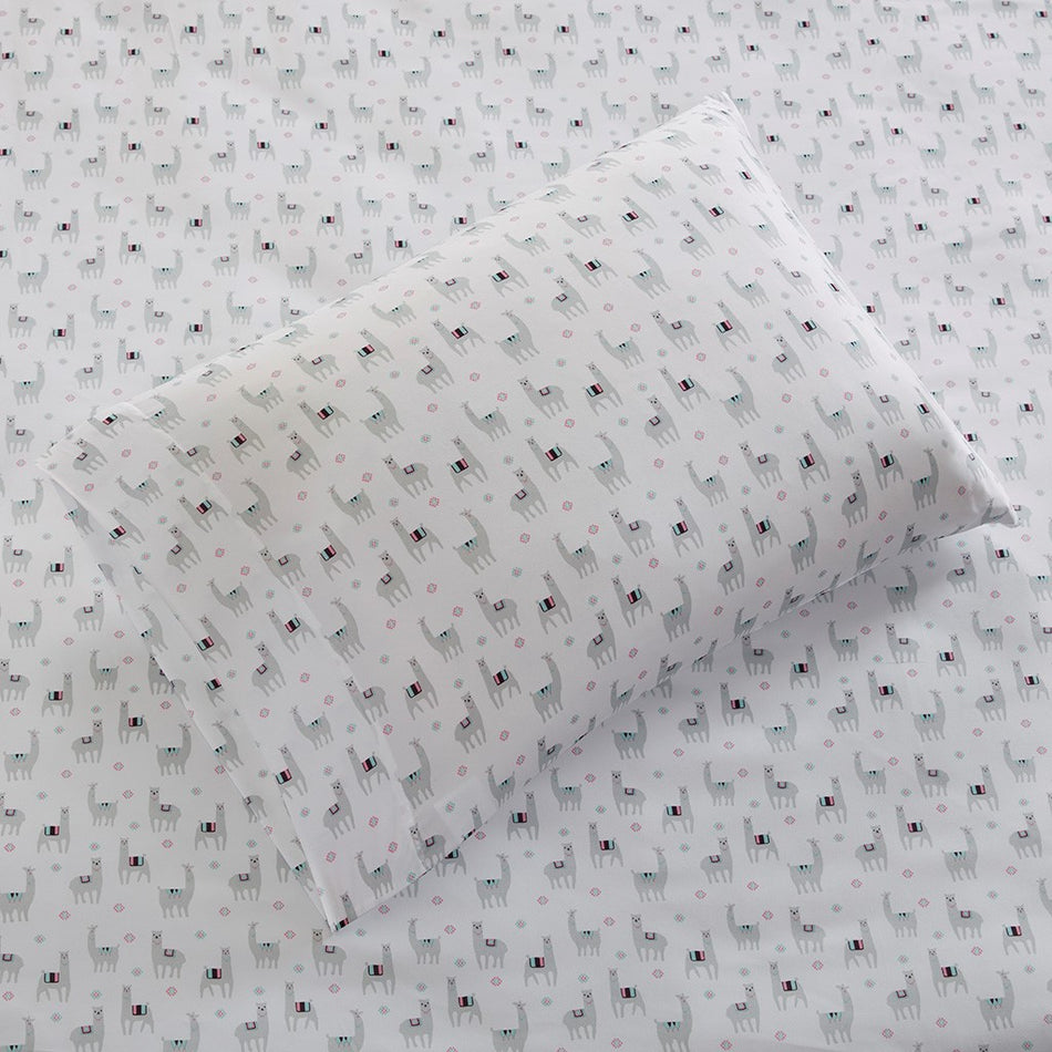 Novelty Print Sheet Set - Grey Llamas - Twin XL Size