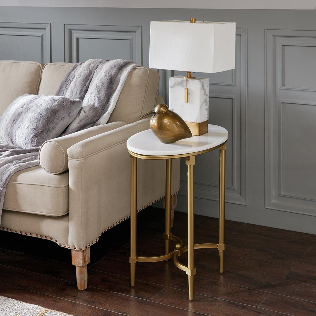 Madison Park Signature Bordeaux End Table - White / Gold 