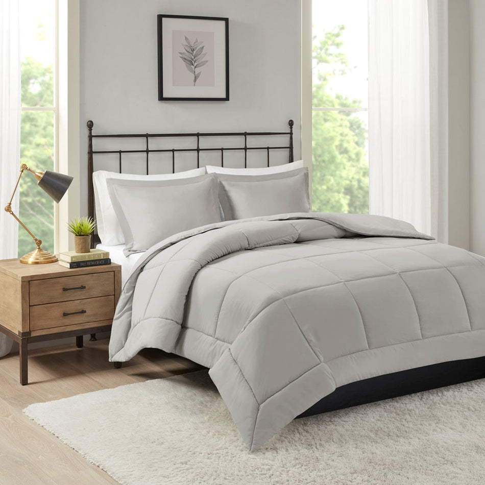 Sarasota Microcell Down Alternative Comforter Mini Set - Grey - Full Size / Queen Size