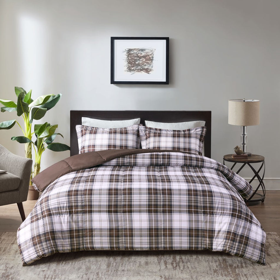 Parkston 3M Scotchgard Down Alternative All Season Comforter Set - Brown - Full Size / Queen Size