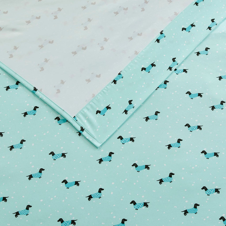 Novelty Print Sheet Set - Aqua Dogs - Twin XL Size