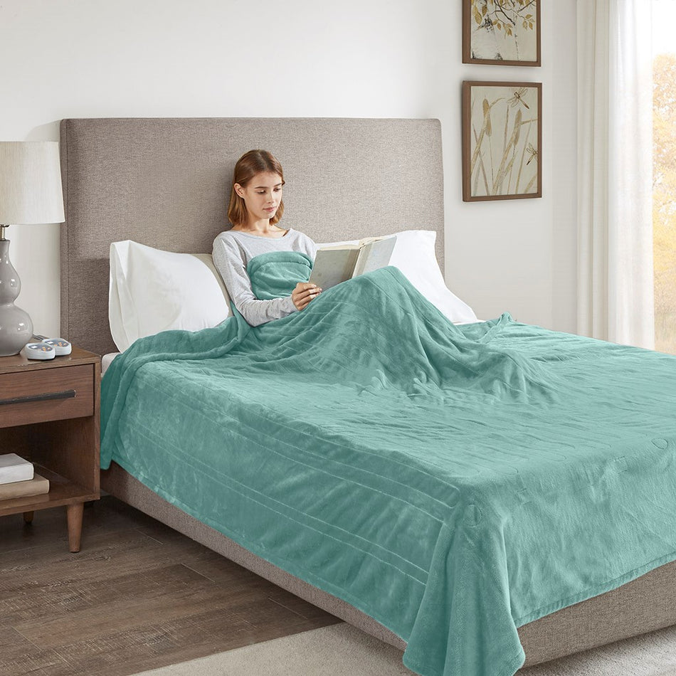 Heated Plush Heated Plush Blanket - Aqua - Queen Size