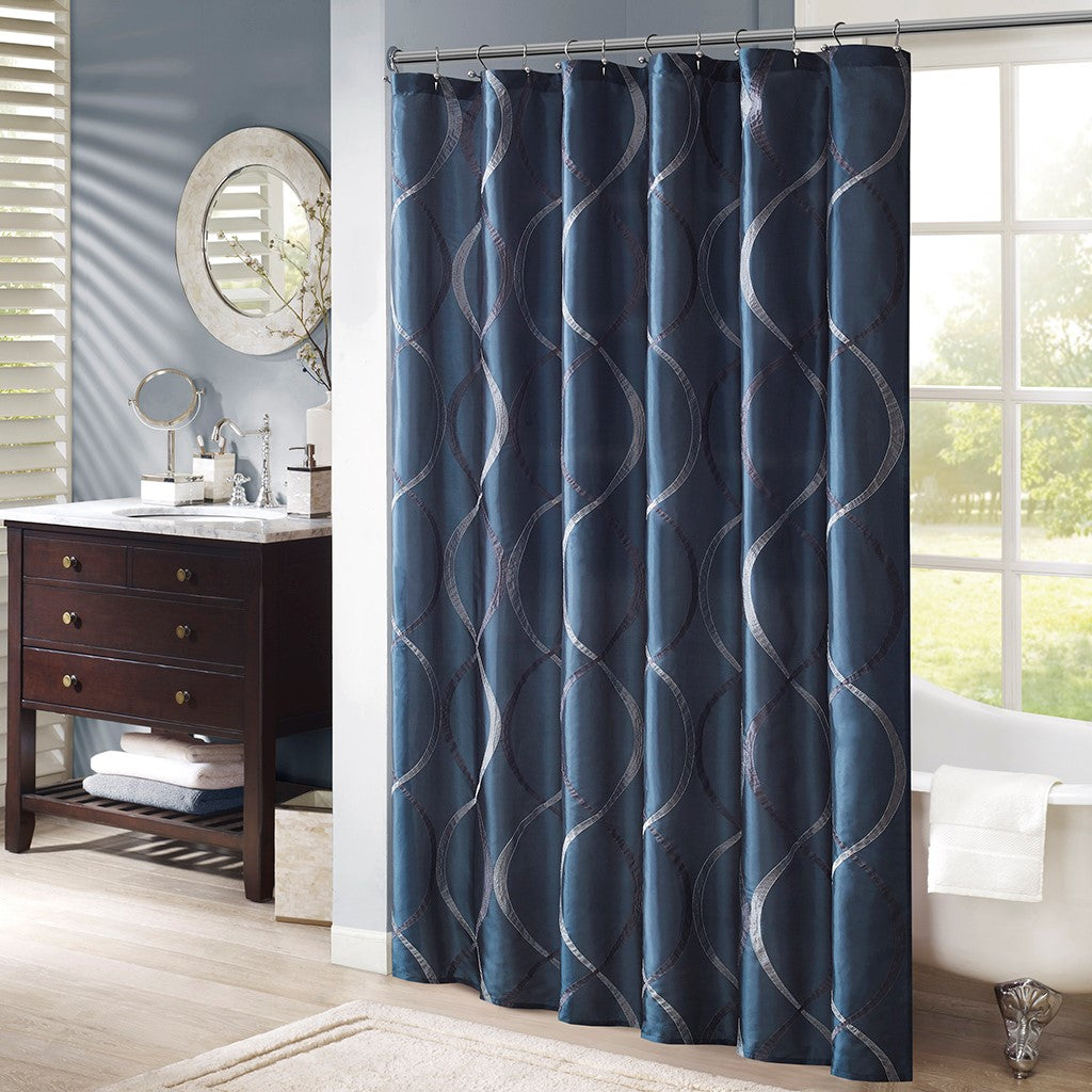 Madison Park Serendipity Shower Curtain - Navy - 72x72"