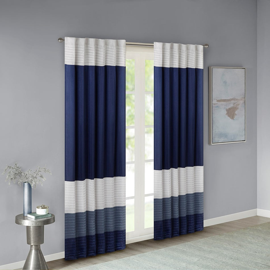 Amherst Polyoni Pintuck Window Panel - Navy - 84" Panel