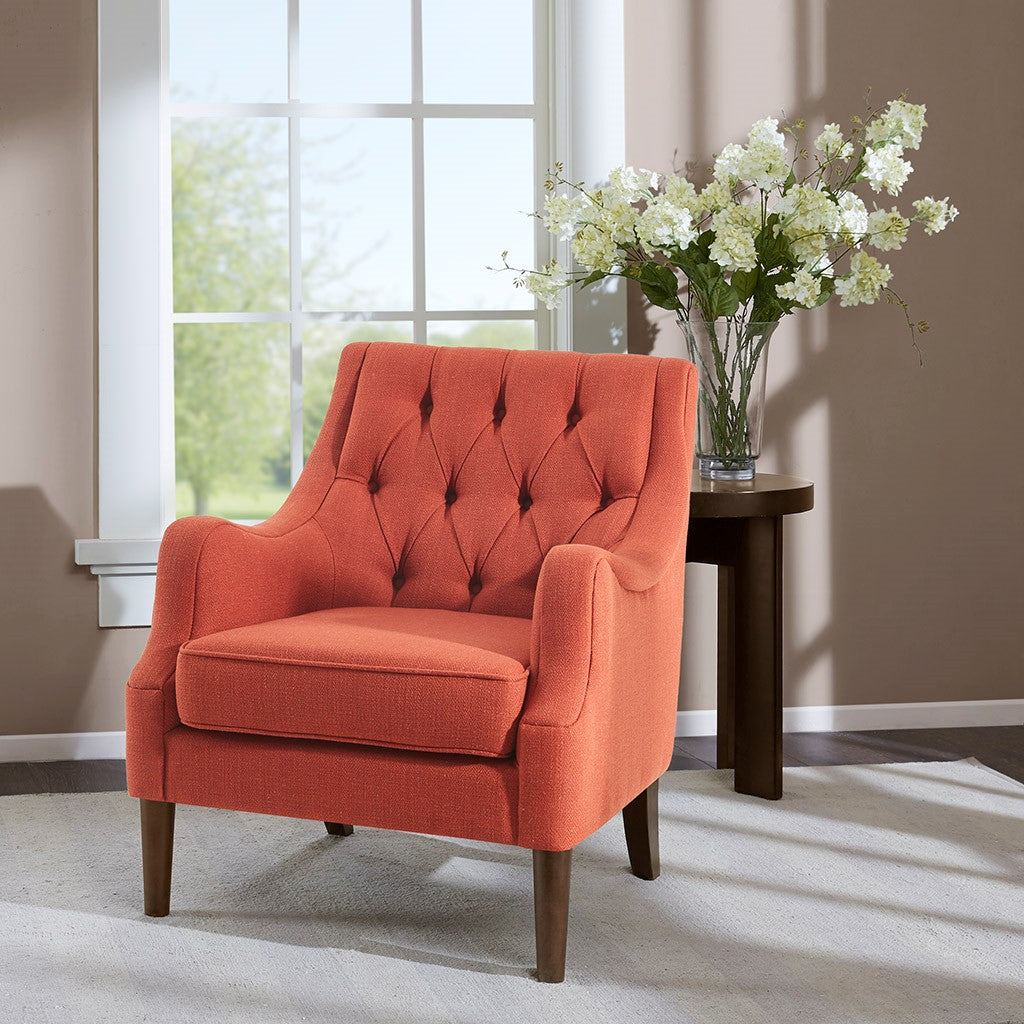 Madison Park Qwen Button Tufted Accent Chair - Spice 