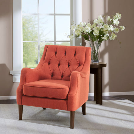 Madison Park Qwen Button Tufted Accent Chair - Spice 