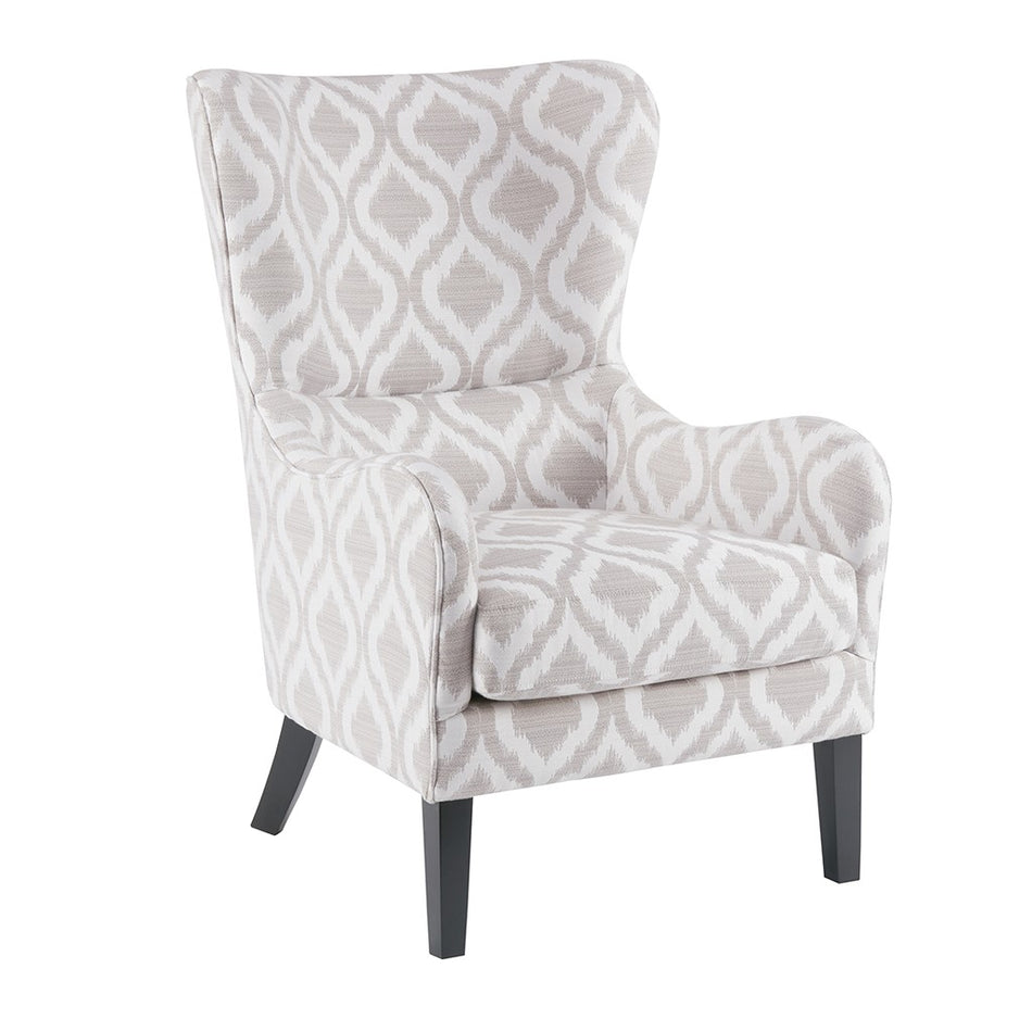 Arianna Swoop Wing Chair - Grey / White