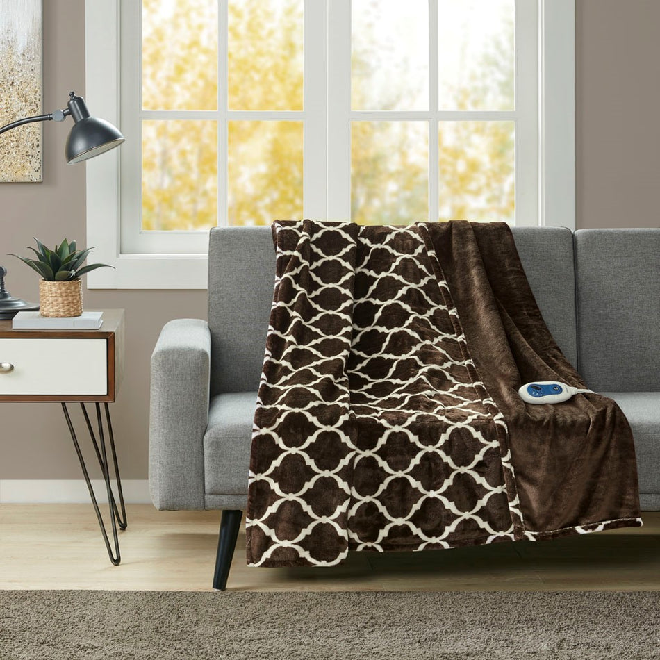 Beautyrest Heated Ogee Throw - Brown - 60x70"