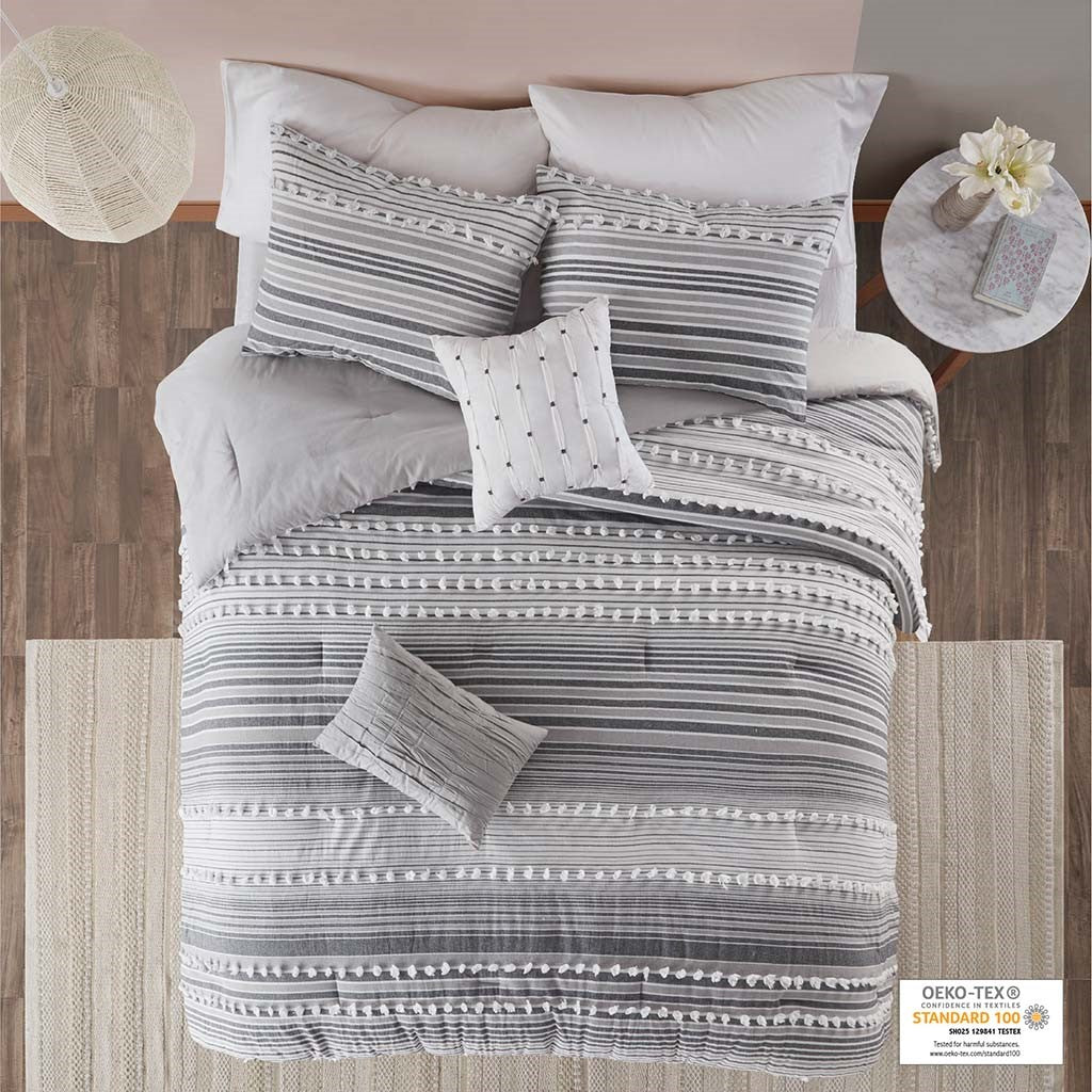 Urban Habitat Calum Cotton Comforter Set - Grey  - Full Size / Queen Size Shop Online & Save - expresshomedirectr.com