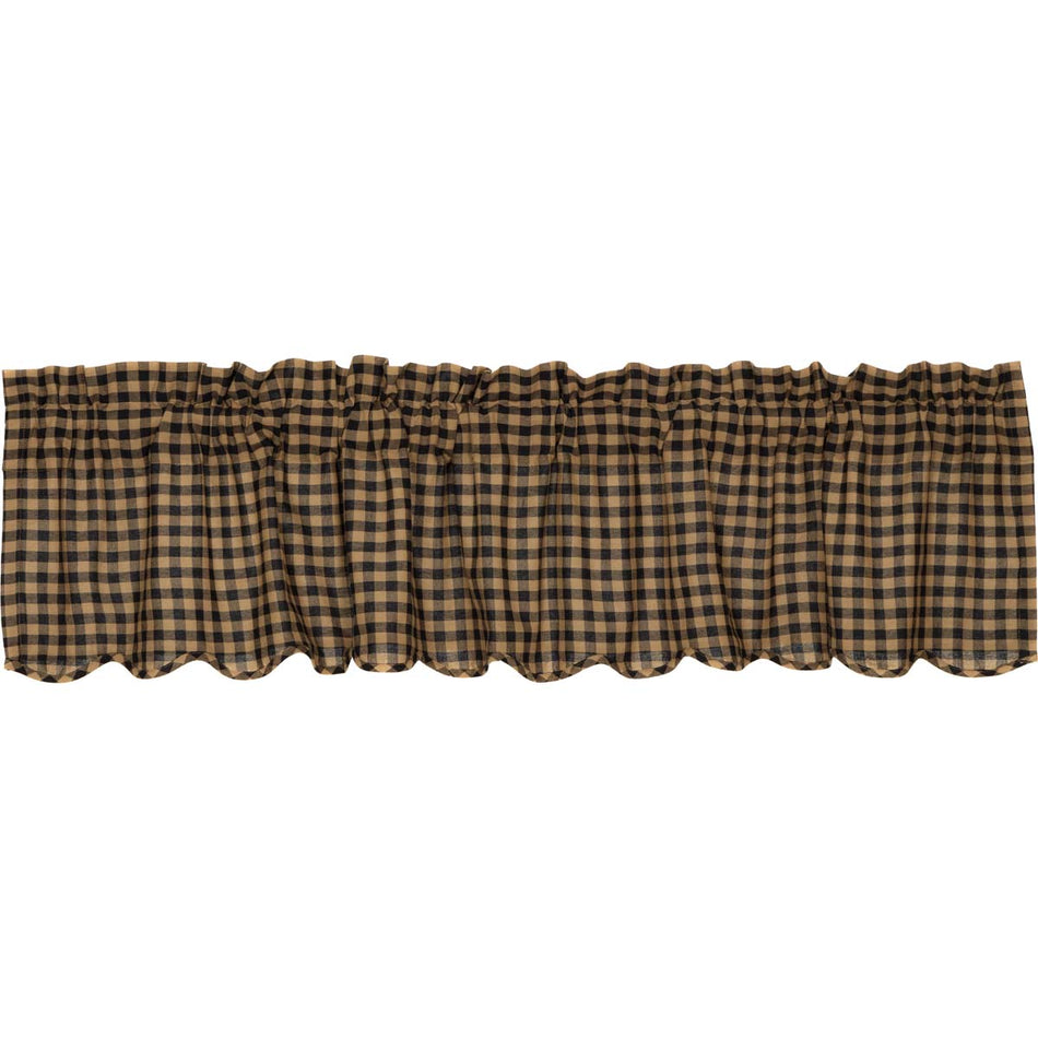 Mayflower Market Black Check Scalloped Valance 16x72 By VHC Brands