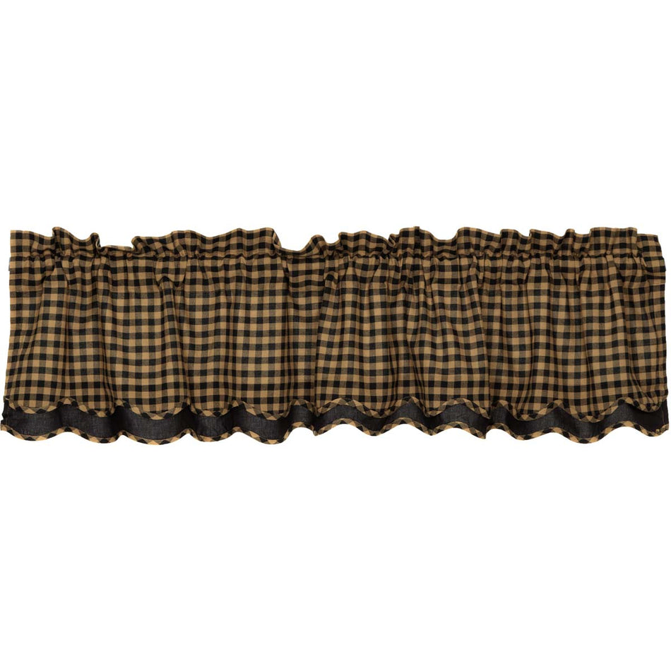 Mayflower Market Black Check Scalloped Layered Valance 16x72 By VHC Brands