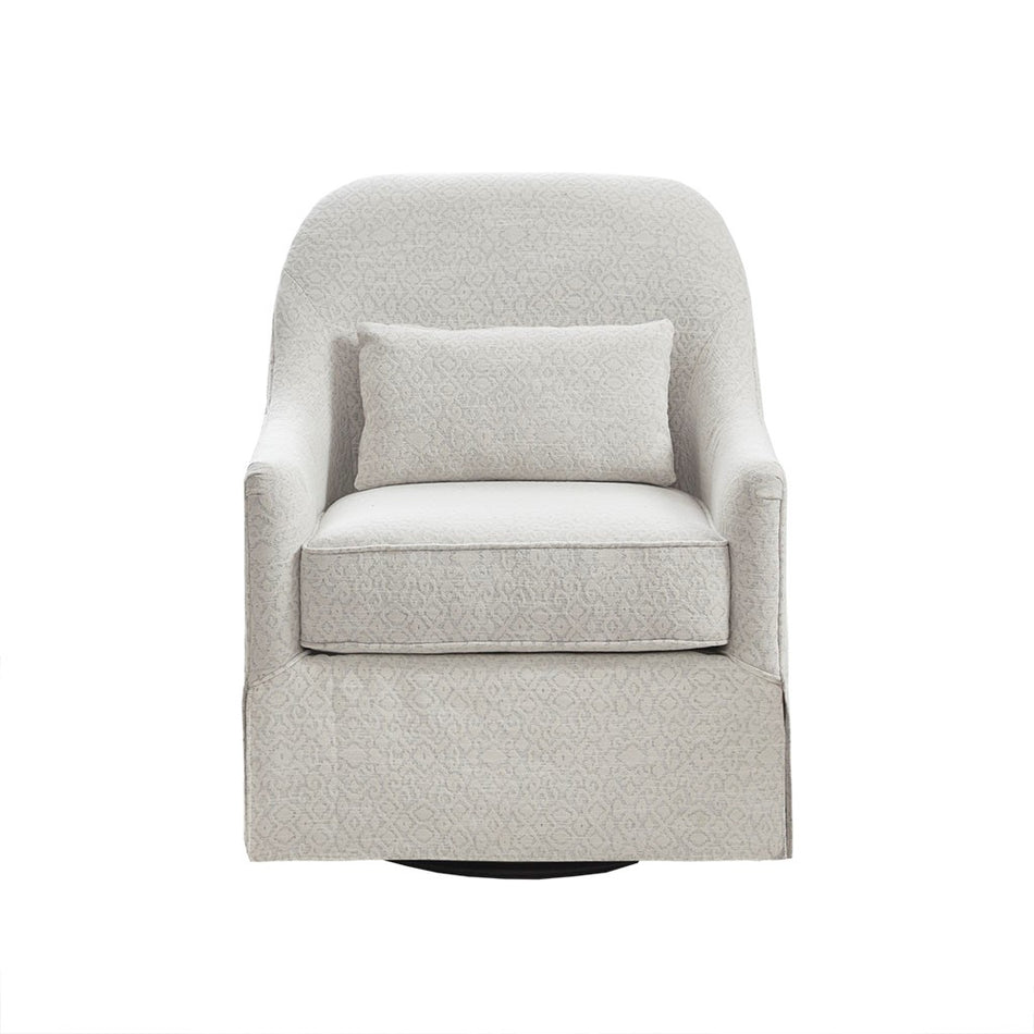 Theo Swivel Glider Chair - Ivory / Black