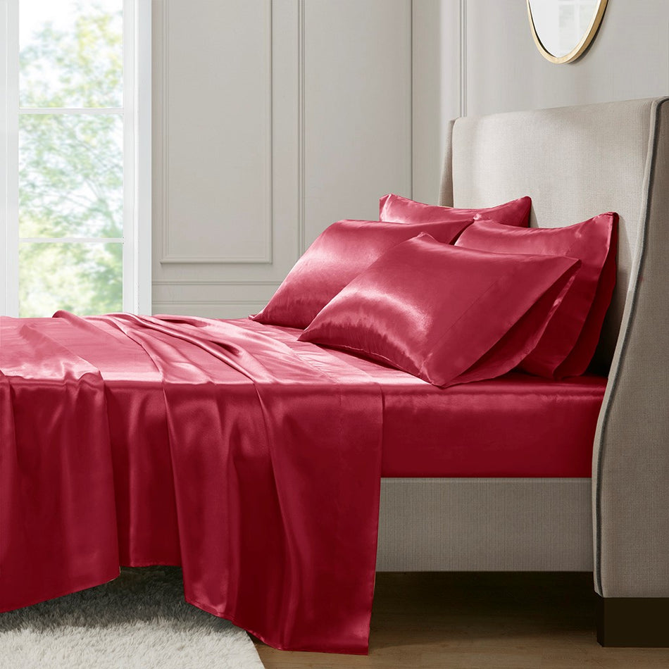 Satin Luxury 6 PC Sheet Set - Chocolate - Cal King Size