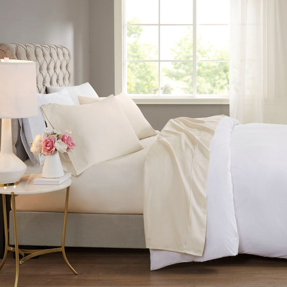 Beautyrest 600 Thread Count Cooling Cotton Blend 4 PC Sheet Set - Ivory - Queen Size