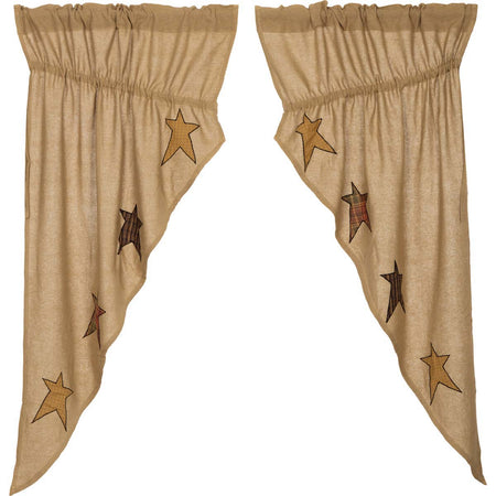 Mayflower Market Stratton Burlap Applique Star Prairie Short Panel Set-2 63x36x18 By VHC Brands