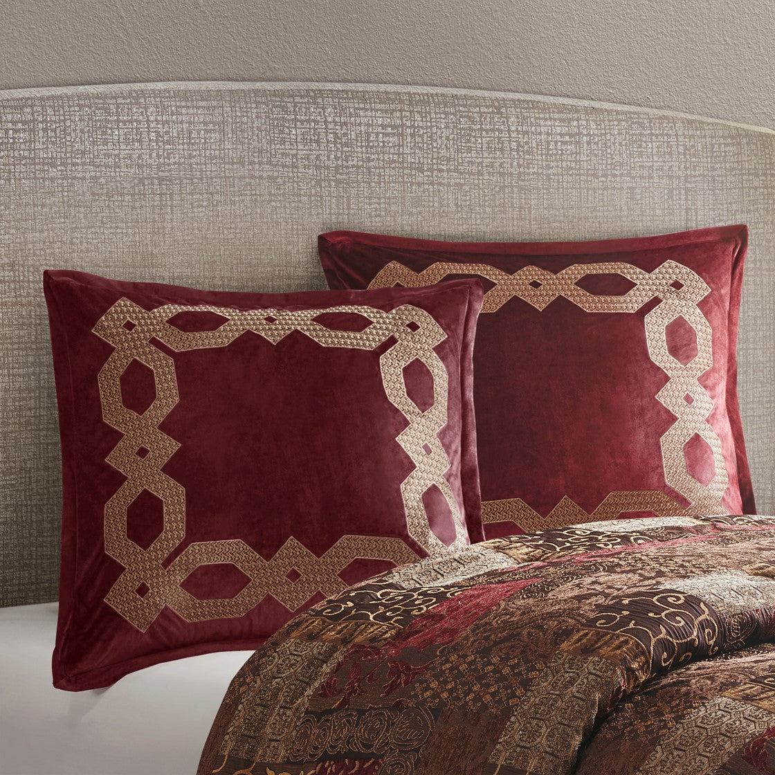 Croscill Classics Clermont European Pillow Sham - Burgundy  - 26x26" Shop Online & Save - expresshomedirectr.com