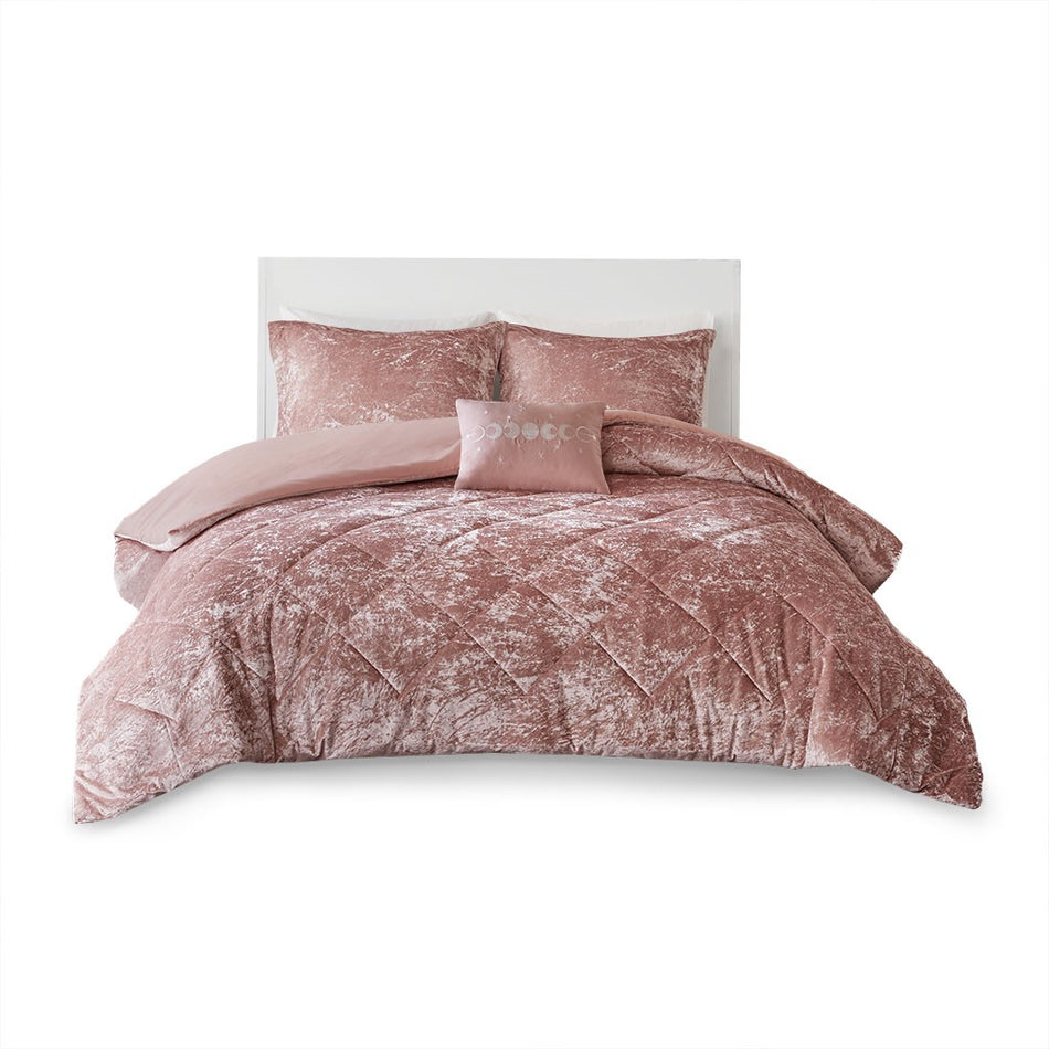 Felicia Velvet Duvet Cover Set - Blush - King Size / Cal King Size