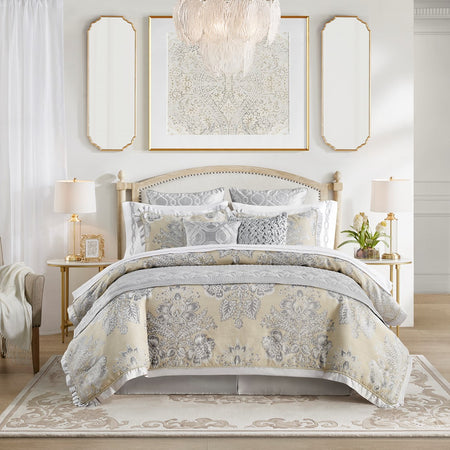 Croscill Classics Loretta 4 Piece Comforter Set - Beige  - Queen Size Shop Online & Save - expresshomedirectr.com