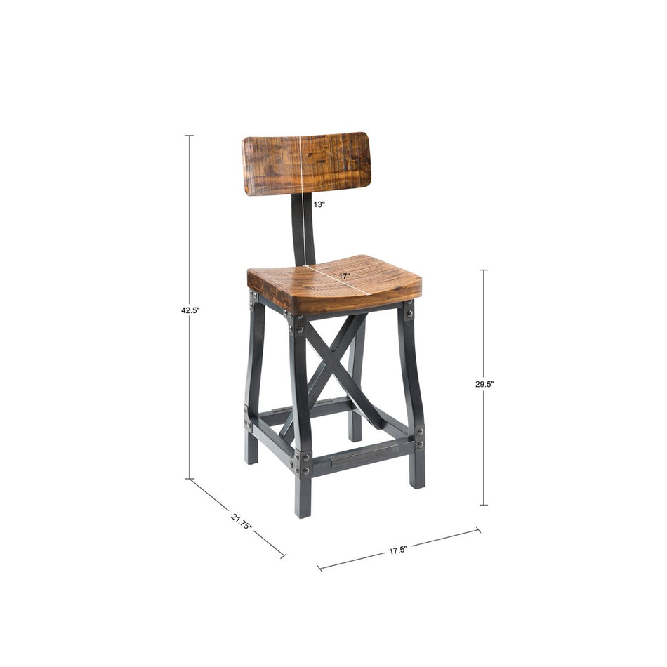 Lancaster Barstool with Back - Amber / Graphite