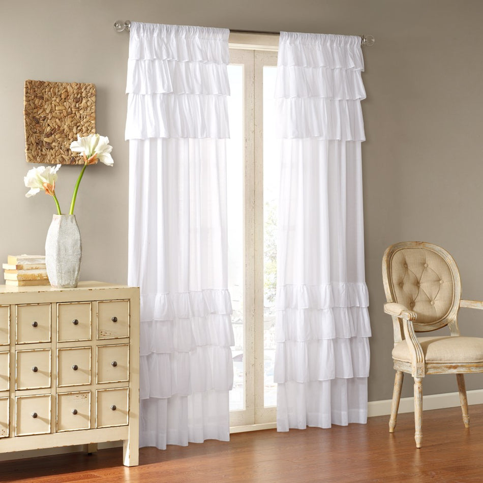 Madison Park Anna Cotton Oversized Ruffle Panel - White - 50x63"