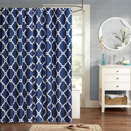 Madison Park Essentials Merritt Shower Curtain - Navy - 72x72"