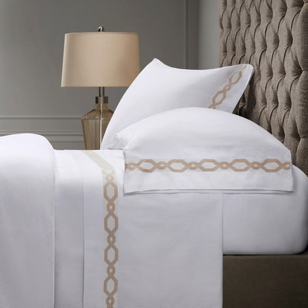 Croscill Signature Hem 300TC Cotton Sheet Set - Taupe  - Queen Size Shop Online & Save - expresshomedirectr.com